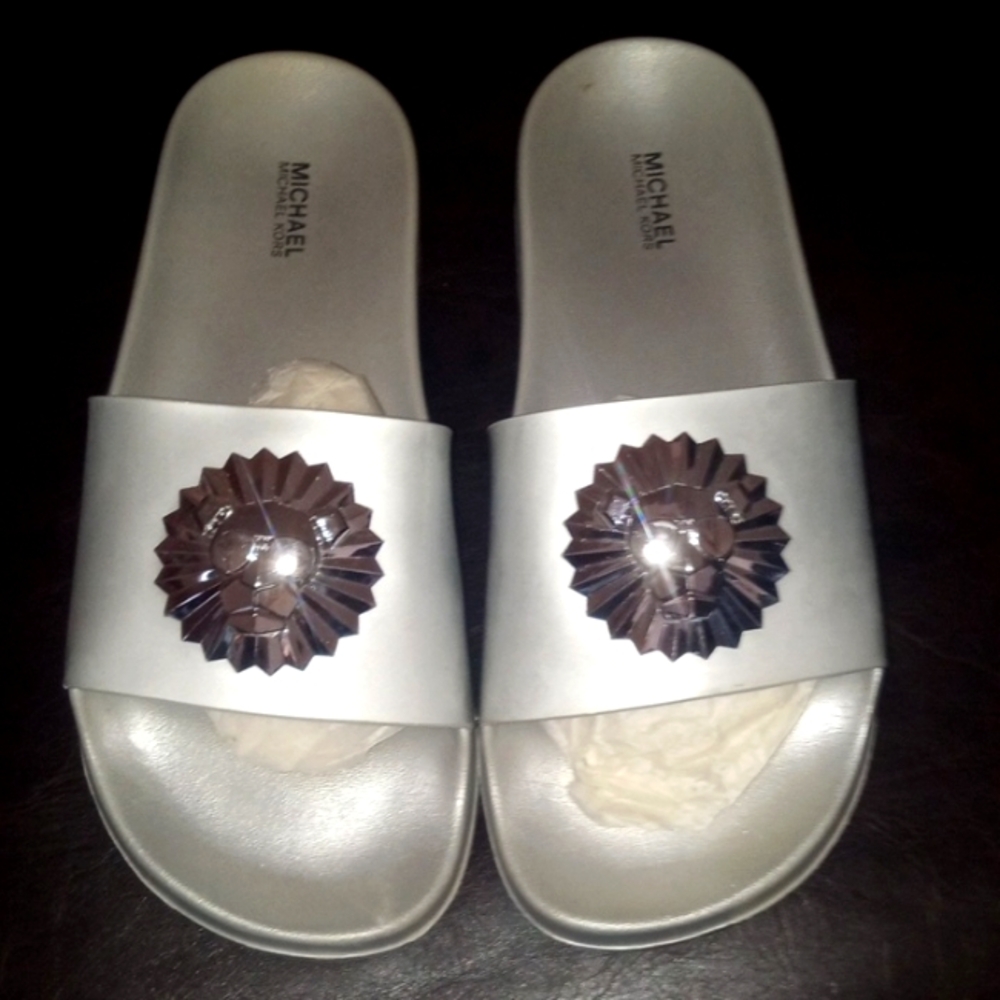 Michael Kors Silver Metallic Rory Slide